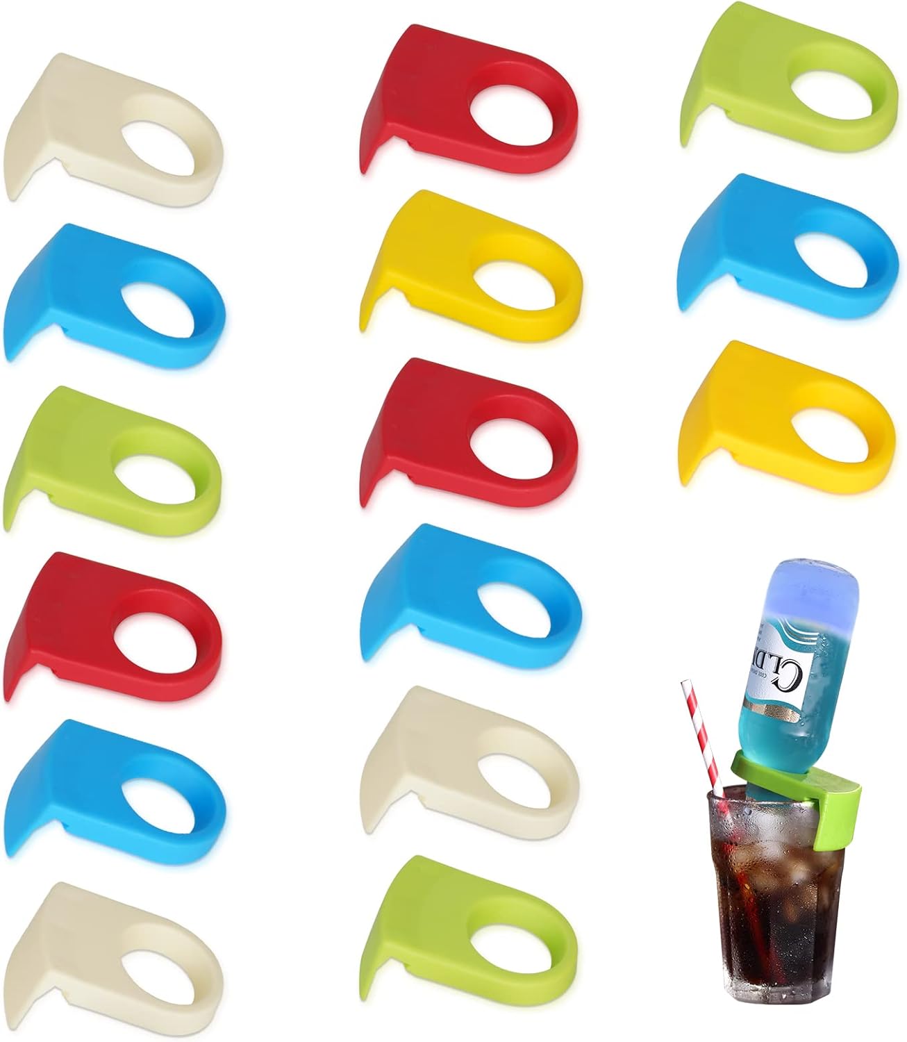 Ozzptuu ABS Drink Clips Bottle Buckle Holders Beer Cocktail Snap for Schooner & Goblet Glasses (Random Color) (15pcs)