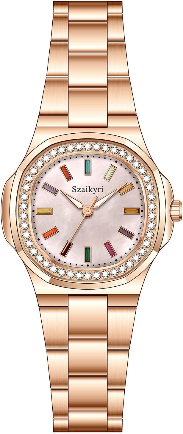 Szaikyri Elegant Watch for Women with Crystal Accented Solid Stainless Steel Band Ladies Dress Watch