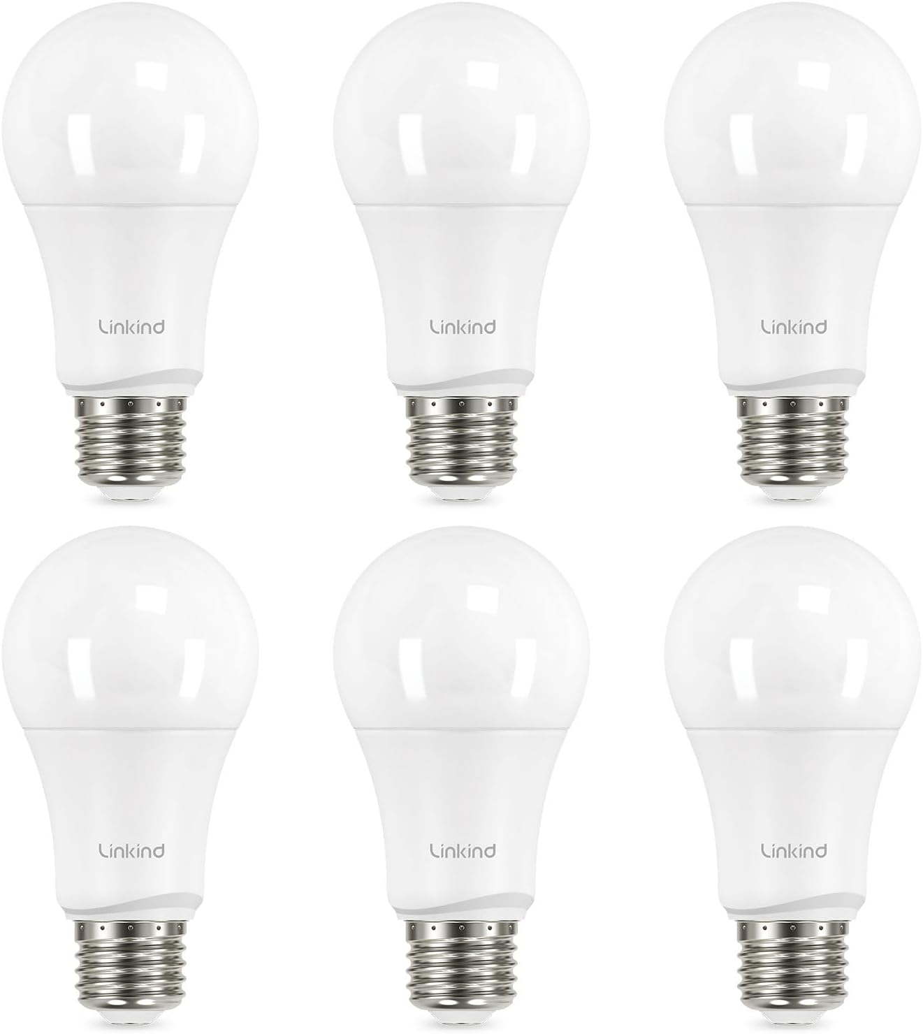 Linkind A19 LED Light Bulbs, 75 Watt Equivalent Dimmable Light Bulbs, E26 Base, 2700K Soft White, 13W 1100 Lumens, UL Listed FCC Certified, Lighting for Bedroom Living Room Home Office, 6 Packs