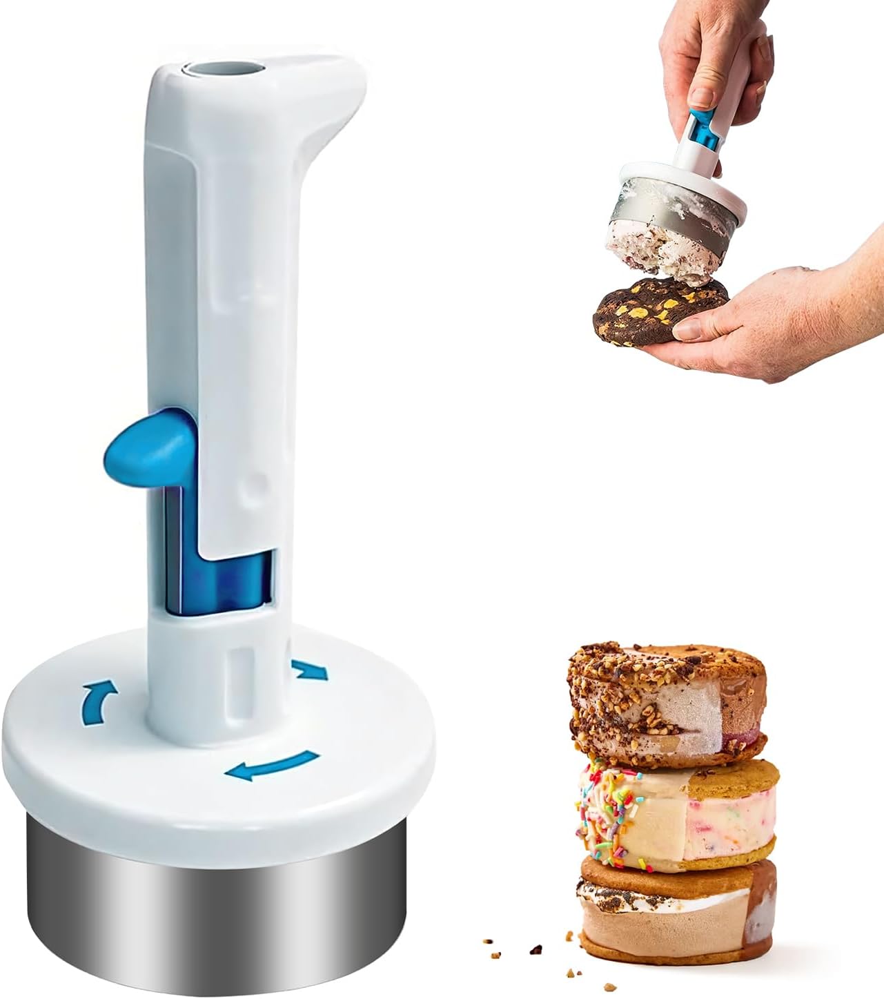 Ice Cream Sandwich Maker Tool, Stainless Steel Ice Cream Cookie Sandwich Maker, Easy Release Sandwich Cookie Scoops, Creative Ice-Cream Burger Making, For Kitchen, Dessert Shop