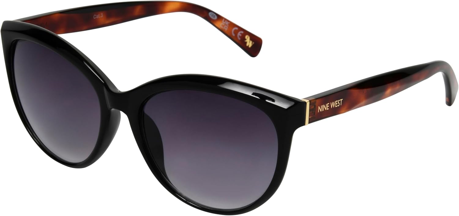 Nine West Women's Rayna Sunglasses CATEYE, Black, 55mm
