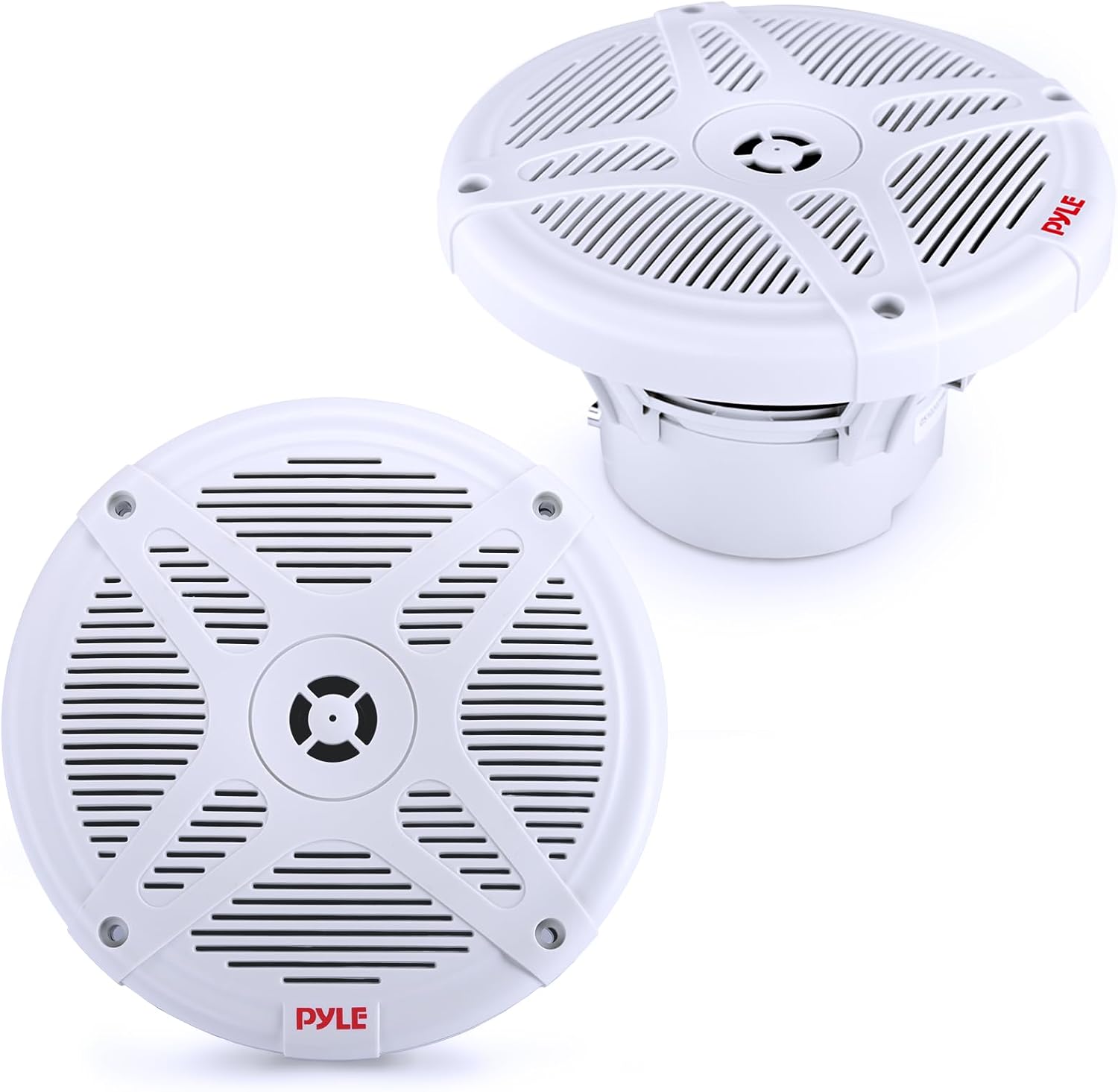 6.5 Inch Bluetooth Marine Speakers - 2-way IP-X4 Waterproof and Weather Resistant Outdoor Audio Dual Stereo Sound System with 600 Watt Power and Low Profile Design - 1 Pair - Pyle PLMRBT65W (White)