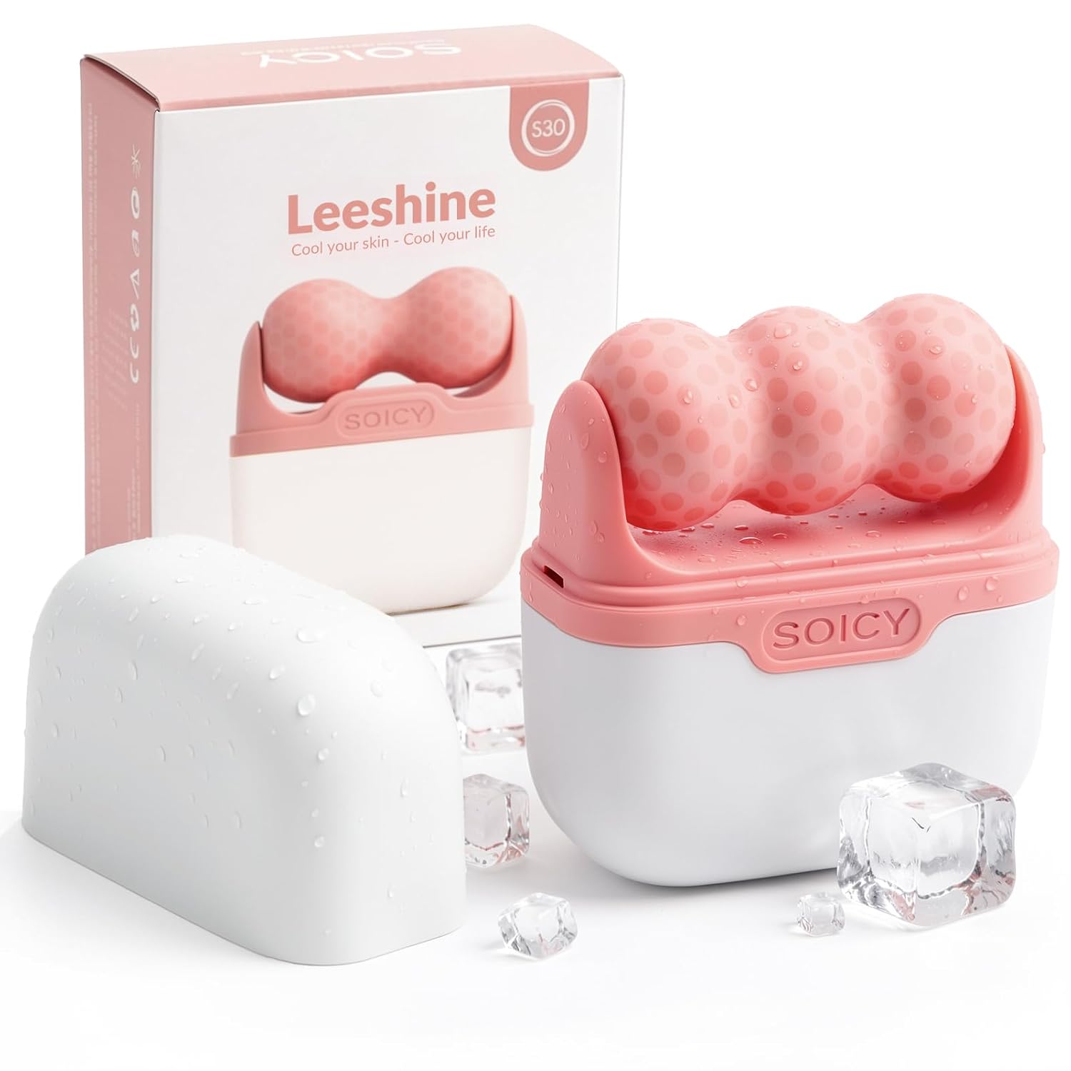 Ice Roller Set for Face and Eyes - Facial Skin Care Tools with 2 Face Roller and Premium Travel Case, Self Care Gift for Men Women (Pink)