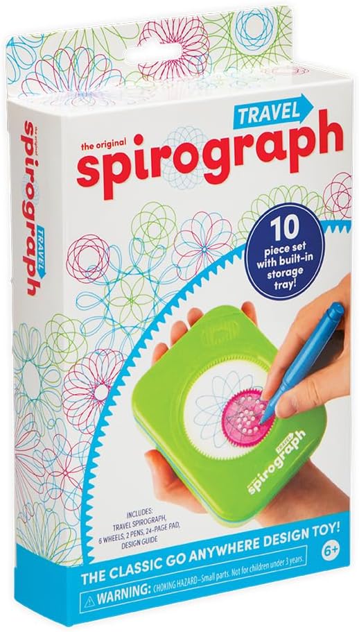 Spirograph Travel Set | Create Amazing Designs On The Go | 10-Piece Set With Built - In Storage Tray | Arts & Crafts Activity For Travelling | For Ages 5+