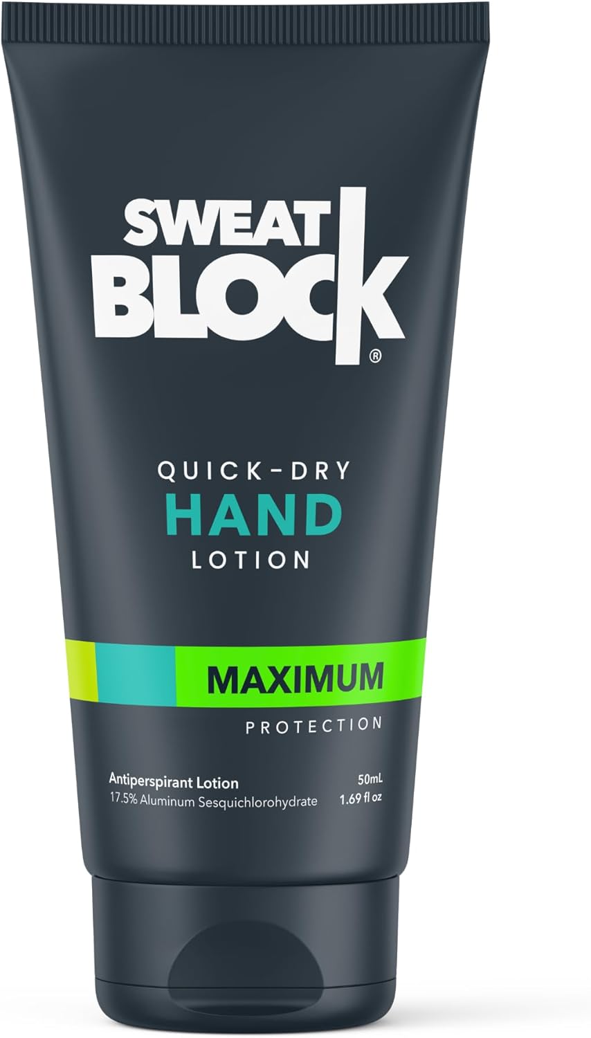 SweatBlock Antiperspirant Hand Lotion for Sweaty Palms 1.69 fl oz Travel Size Quick-Dry Hyperhidrosis Treatment for Men and Women Non-Irritating Dermatologist Tested Formula for Daily Confidence