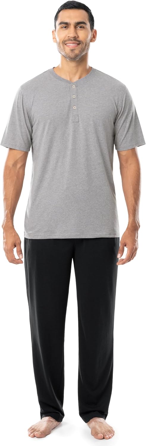 Fruit of the Loom mens 2-piece Jersey Knit Pajama Set