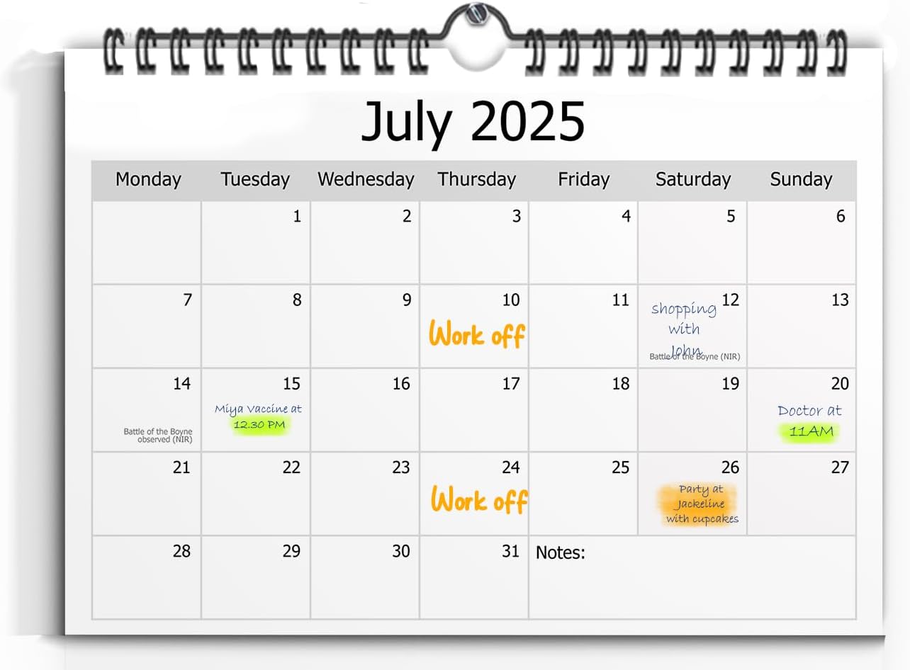 2025 2026 Wall Calendar A4 Academic Year Monthly Wall Planner Ideal for Home, Office, School & Family 18 Month-to-View Calendar for Holidays, Work Organisation & Scheduling (Minimalist Calendar)