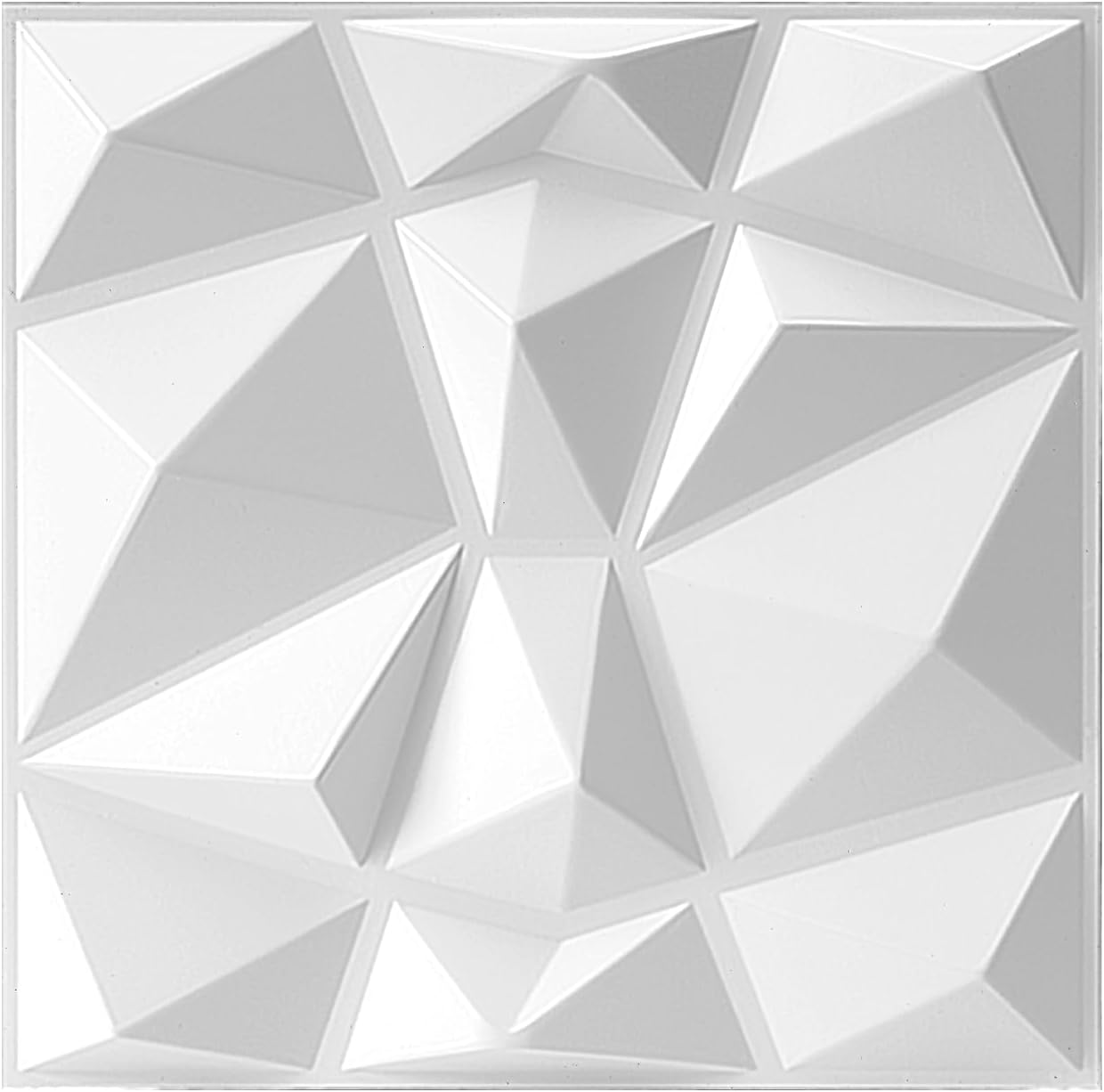Trafagala Decorative 3D Wall Panels in Diamond Design, 11.8"x11.8" Matt White for Home and Office Decor (10 Pack)