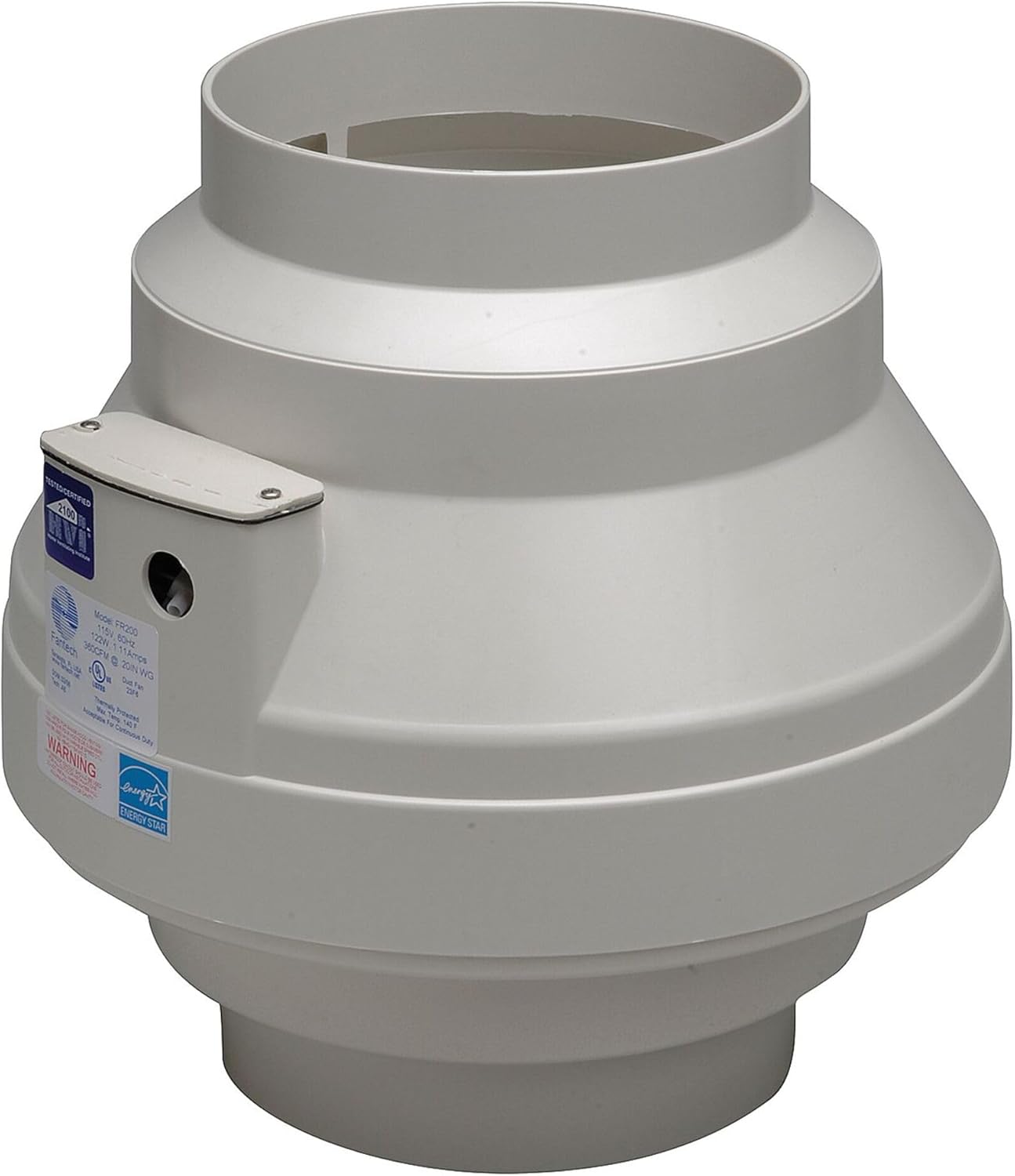 Fantech FR 125 Inline Centrifugal Duct Fan, Molded Housing, 5", 148 CFM