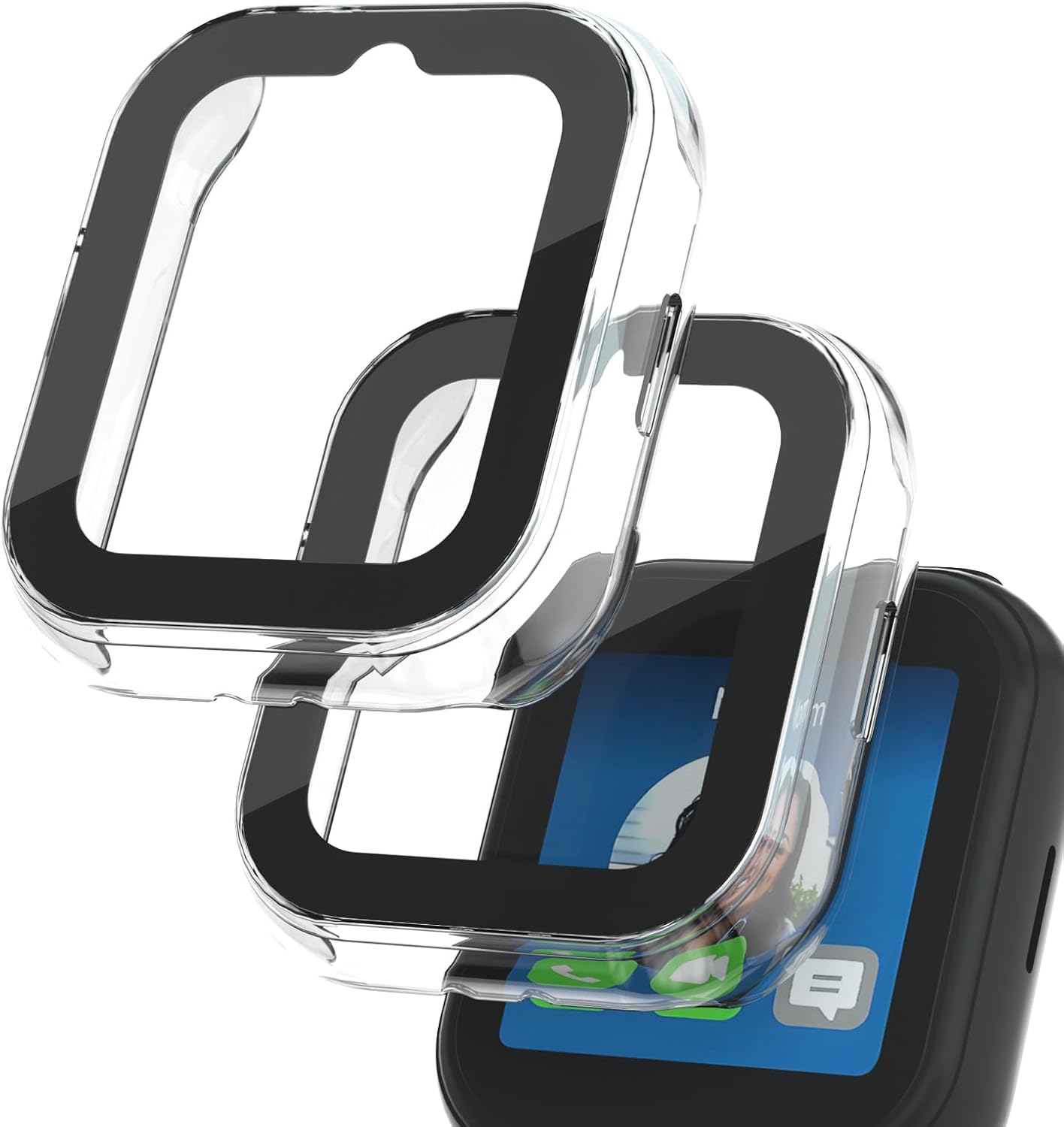 Compatible with Sync UP Kids Watch 2 Screen Protector, 2Pack Hard PC and Tempered Glass Case Cover for T-Mobile SyncUP Watch, Anti-Scratch and Touch Sensitive (Clear+Clear)