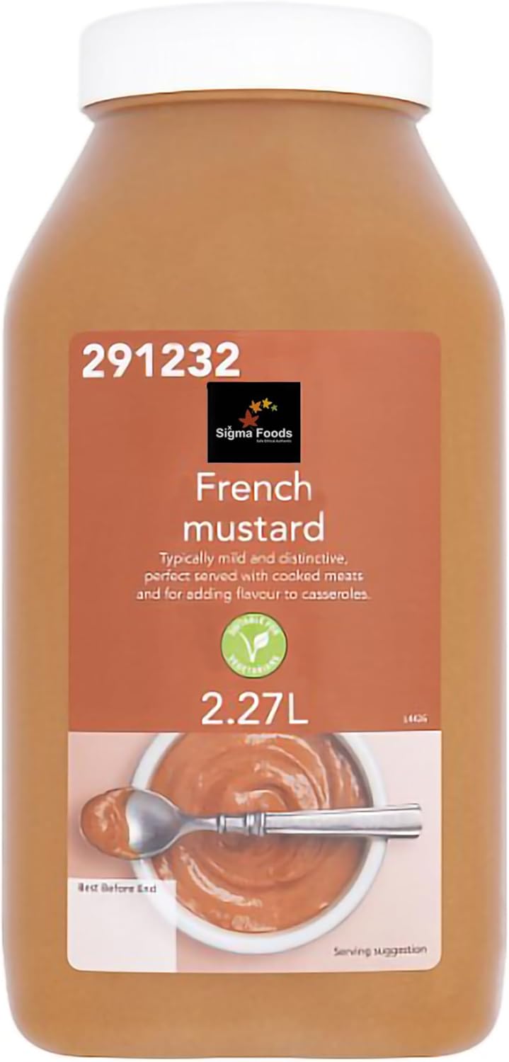 Sixsigma Foods French Mustard 2.27L - Perfect for dressings, meats, marinades & sandwiches Smooth, tangy & delicately spiced mustard - ideal for catering & home kitchens