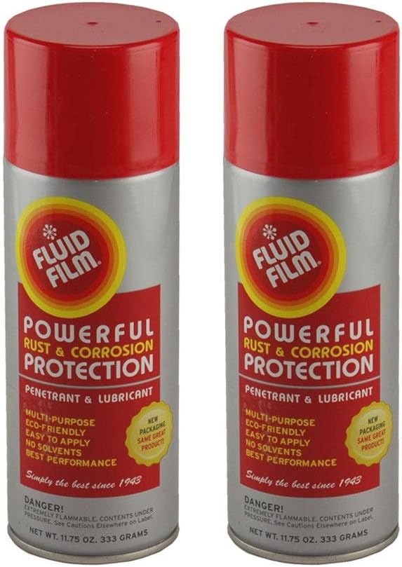 Fluid Film Powerful Rust & Corrosion Protection, Metal Surfaces Penetrant & Lubricant, Marine, Automotive, Industrial, Home (2 x 11.75 Oz Spray Cans)