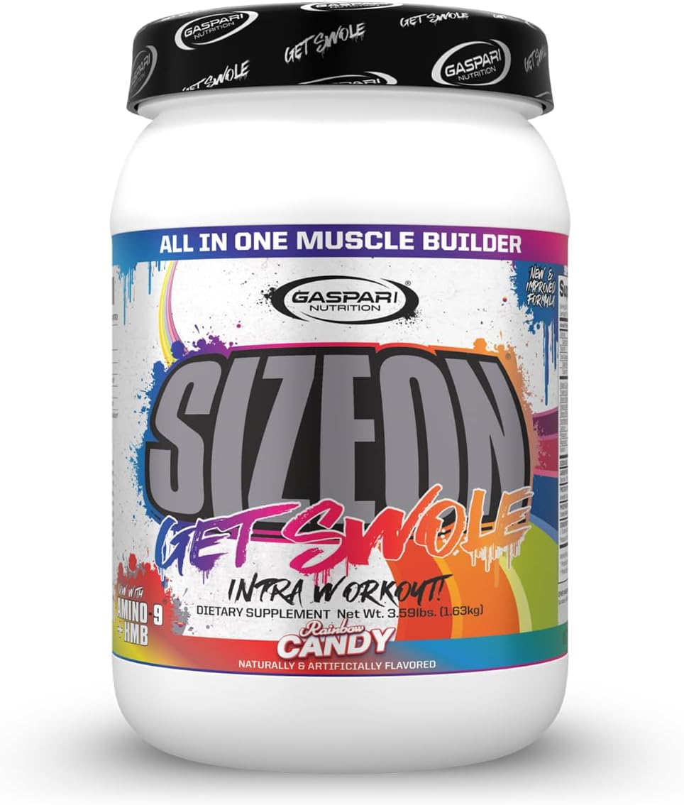 Gaspari Nutrition SizeOn Intra Workout Powder, Carb Supplement, Amino Acid & Creatine Formula, Increased Muscle Volume & Recovery (3.59 Pounds, Rainbow Candy)
