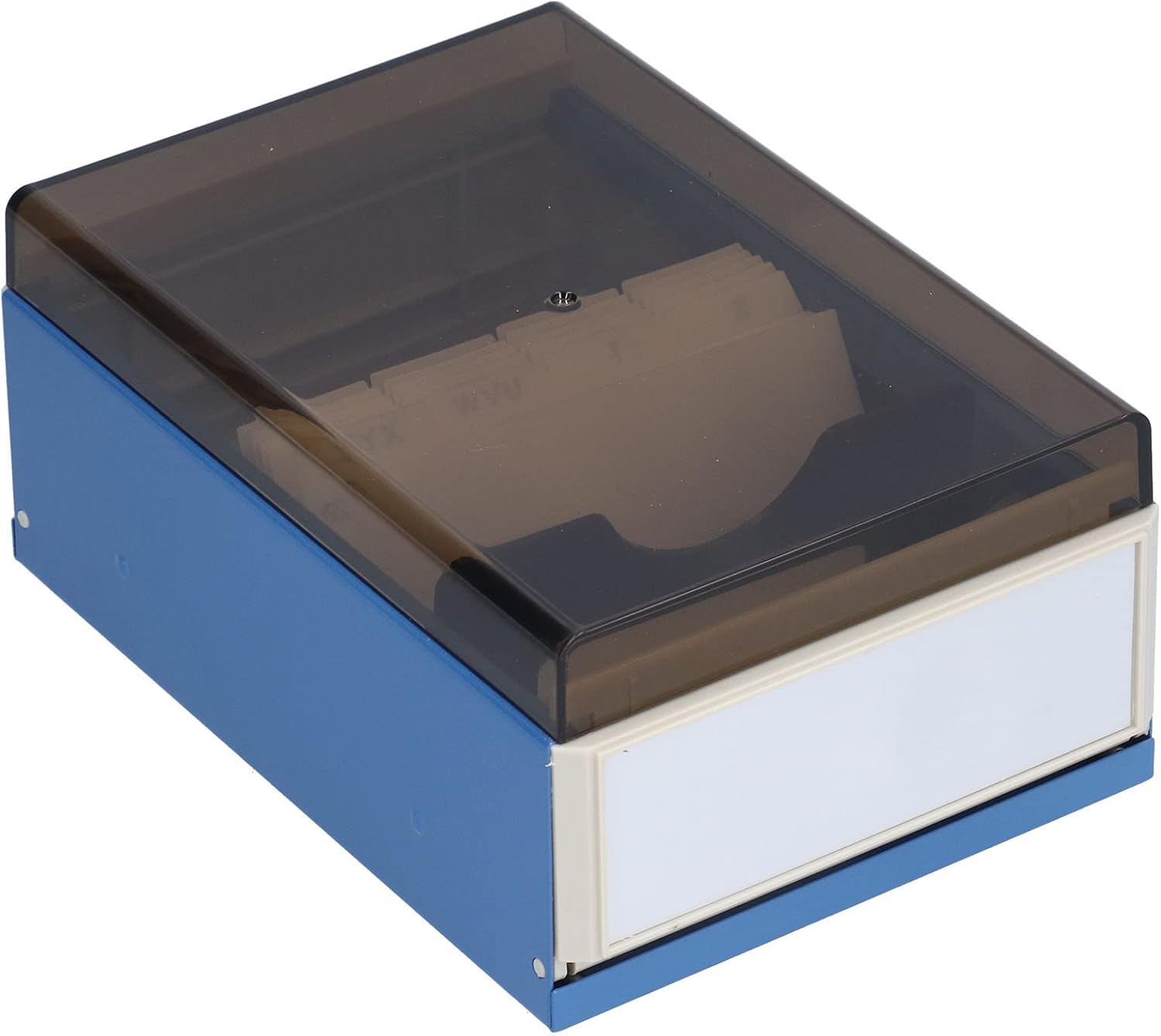 Dekaim Index Card Organizer Blue Index Card Holder, Large Capacity Rolodex and Credit Card Organizer, Convenient Desk Storage Box for Office, 20x12 cm
