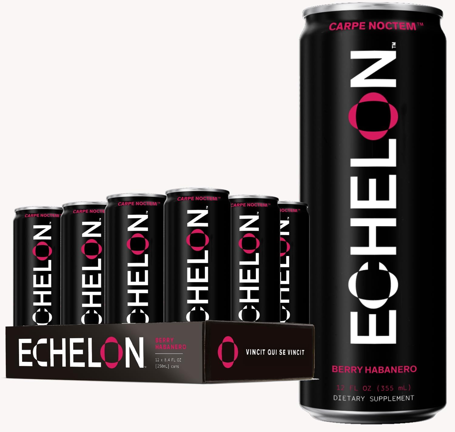 Echelon Pre-Workout Energy Drink - 12-Pack, Berry Habanero - Peak Performance, Sustained Energy, Focus and Endurance Dietary Supplement - 300mg of Caffeine, Beta-Alanine, L-Theanine & Fiber - Vegan