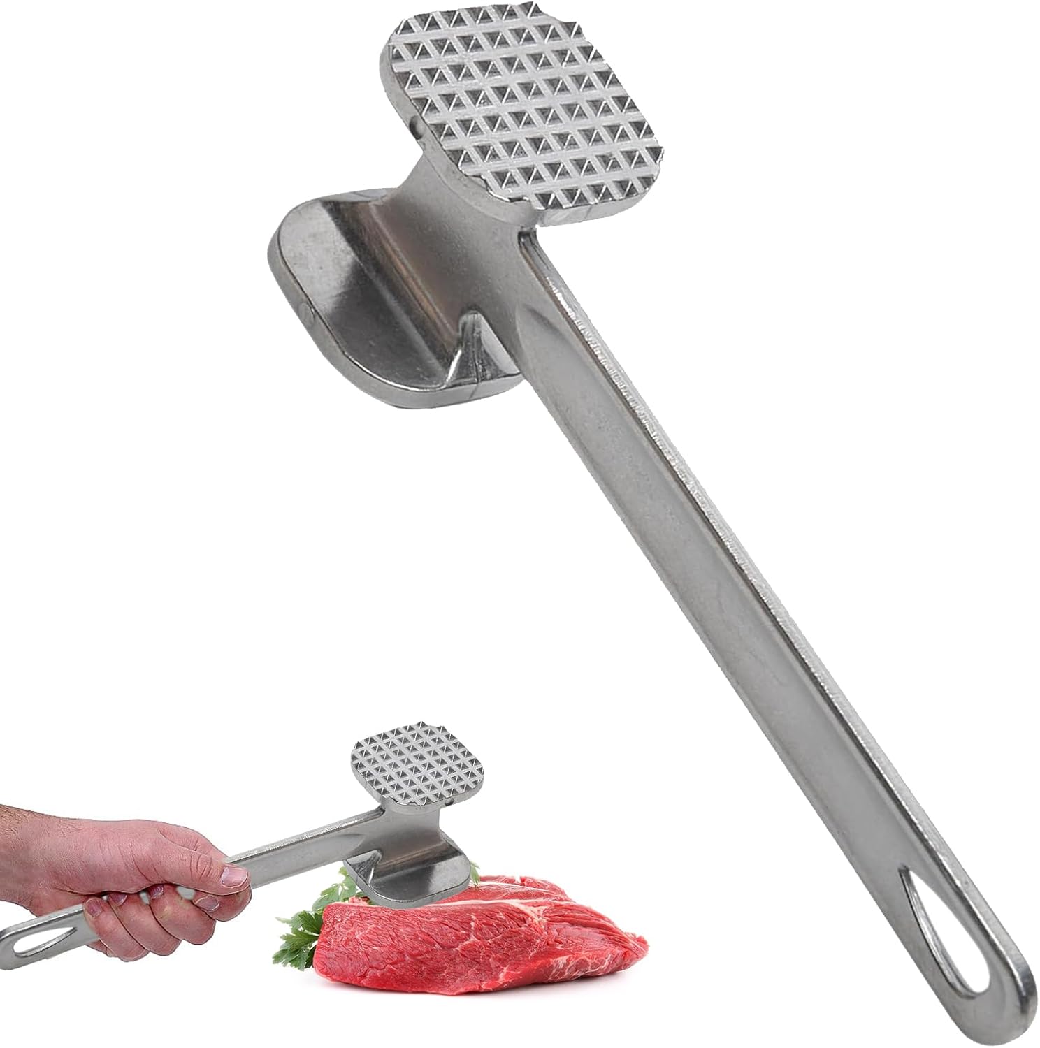 Meat Tenderizer, Aluminum Alloy Meat Mallet Kitchen Tool, Versatile Tender Meat Tenderisers, Meat Tenderizer Hammer Metal Mallet, for Steak, Chicken, Poultry, Beef, Cooking Enthusiasts