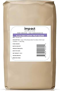Impact - Monk Fruit Allulose Sweetener - Crystalized Blend - Zero Calorie, Keto Friendly Sugar Substitute - Baking Essential with Plastic-free Packaging - 25kg