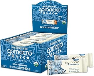GoMacro MacroBar Mini Organic Vegan Snack Bars - Oatmeal Chocolate Chip (0.90 Ounce Bars, 24 Count)
