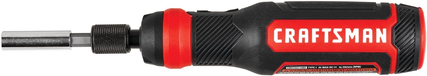 CRAFTSMAN 4V Electric Screwdriver Set, 300 RPM, Micro-USB Charging Port, 3-Stage Battery Charge Indicator (CMHT66718B20)