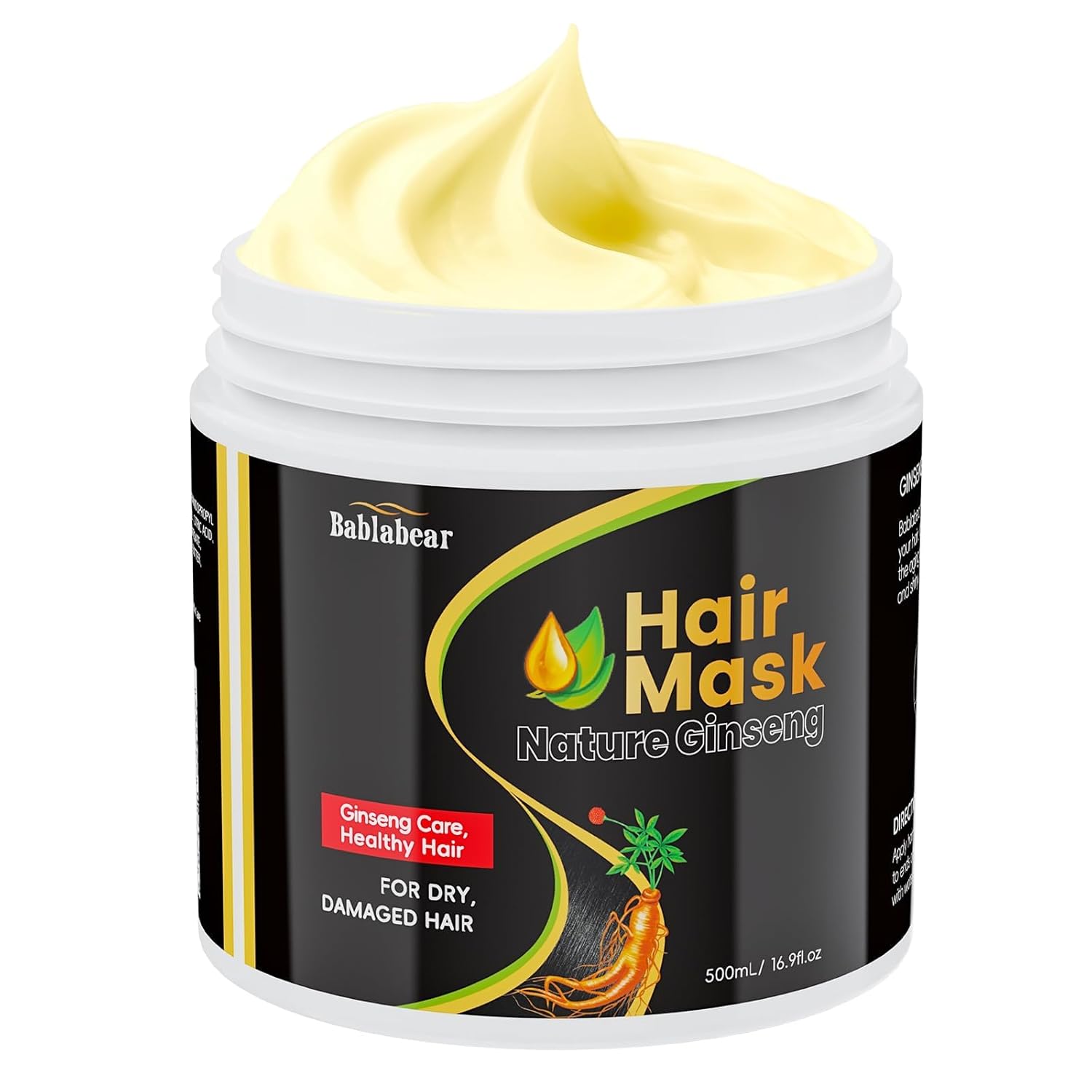 Bablabear Hair Mask for Damaged Hair,Hair Treatment for Color Treated Hair Deep Conditioner,Mascarilla Para El Cabello for Dry/Frizzy Hair.Moisturizer and Adds Shine.Hair Care for Curly Hair.500ml