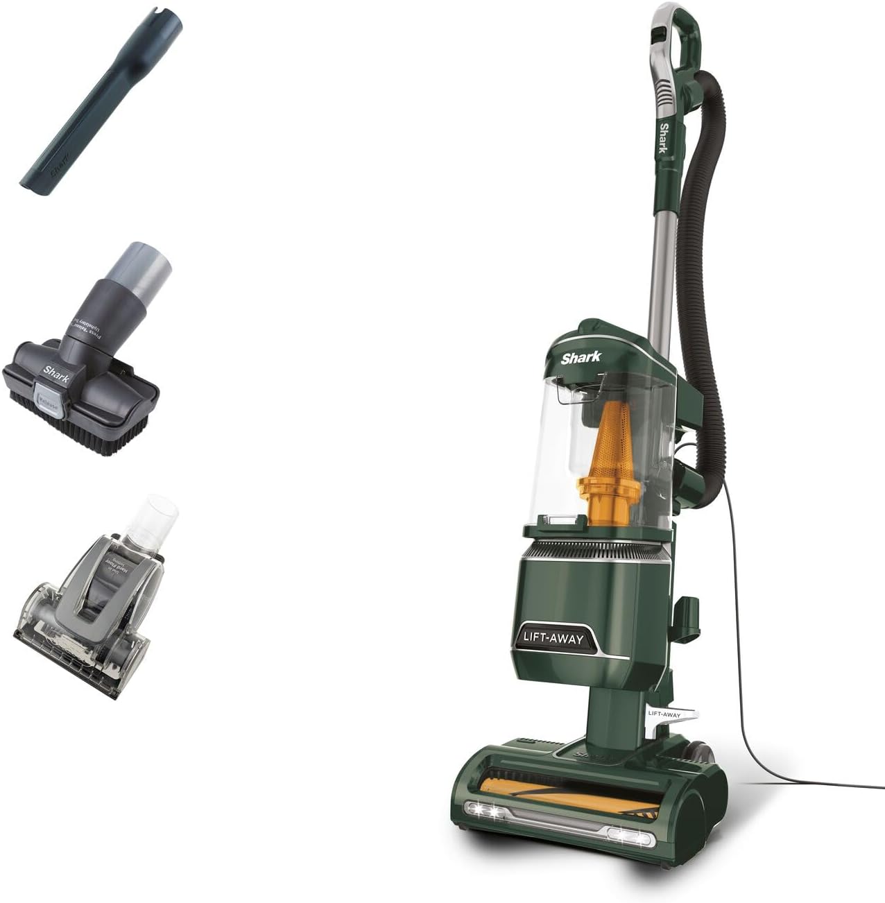 Shark Corded Upright Vacuum Cleaner 1.1L with Anti Hair Wrap Technology, Pet Model, LED Headlights, Lift-Away, Anti-Allergen, 8m Cord, 750W, 3 Attachments inc Pet Tool, Green, NZ691UKT