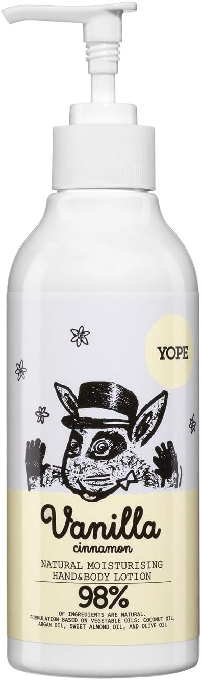 YOPE Natural Body Lotion, Aloe Vera Extract, Shea Butter, Argan Oil, Dry Skin, 98% Natural ingredients, Vanilla and Cinnamon 300ml
