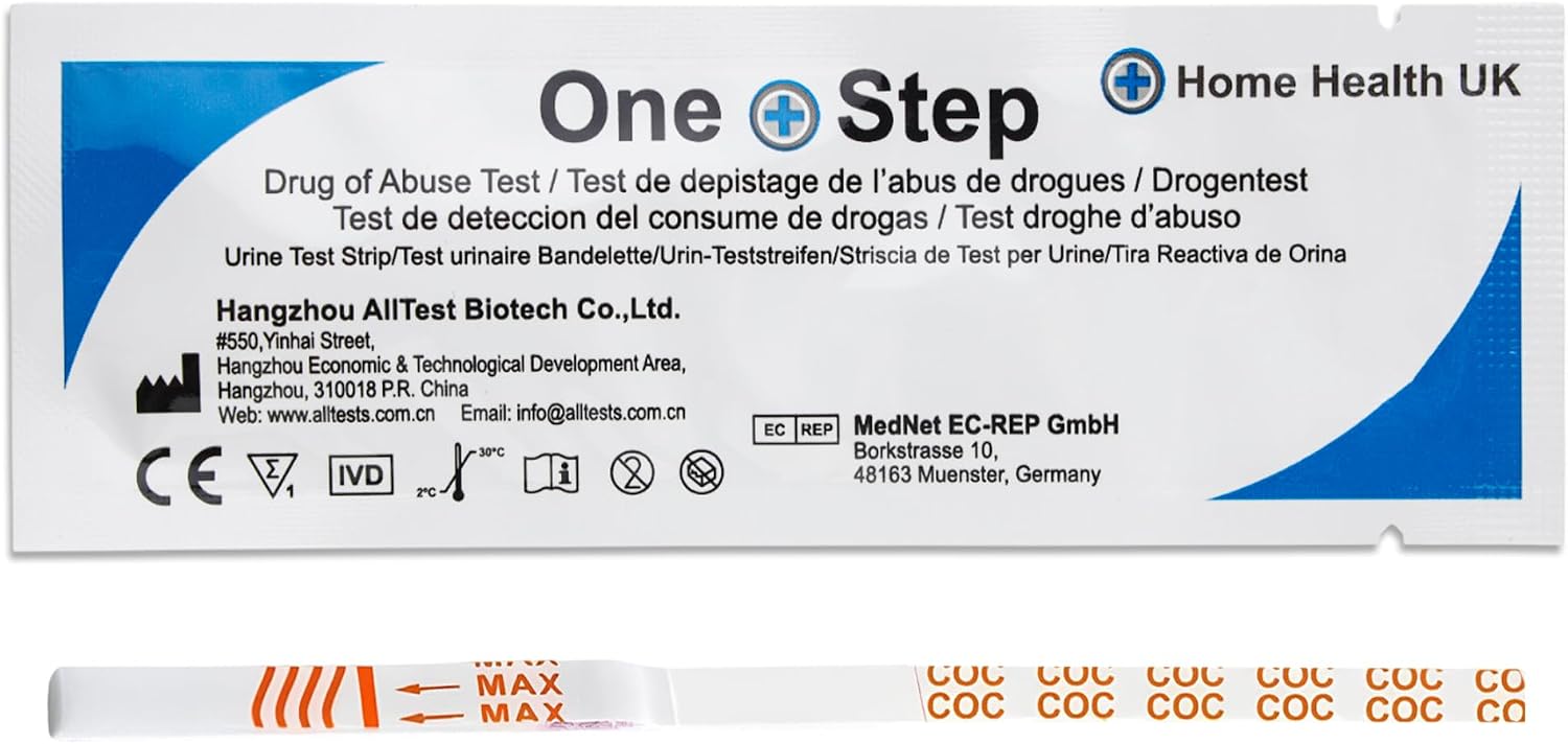 5 x Drug Testing Kits Cocaine Single Urine Test Strips - One Step