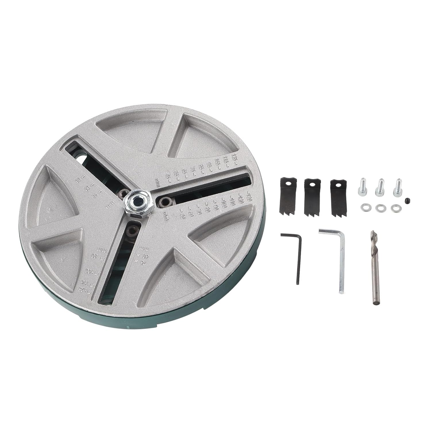 Adjustable Punching Saw Kit, Adjustable Hole Saw 1.8in to 5.1in Dia Hole Cutter Drill Bit Round Hole Opener Tools with Positioning Bit and 3 Tooth Blades for Woodworking Opening