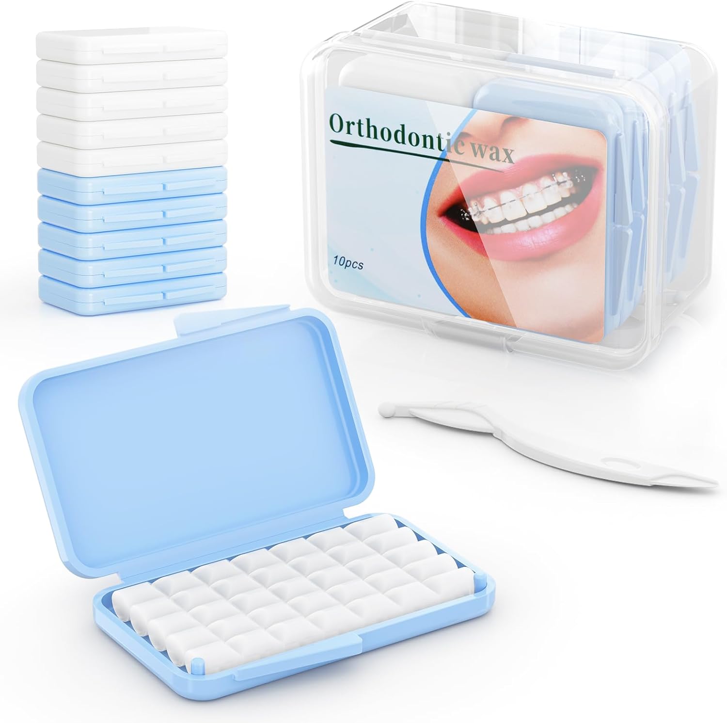 BVN Braces Wax Dental Wax: 10 Boxes Orthodontic Wax Strips, Braces Wax for Teeth, Ortho Wax for Braces, Tooth Wax, Mouth Wax, Oral Wax for Braces, Relief Wax for Braces Wearer Aligners Patients