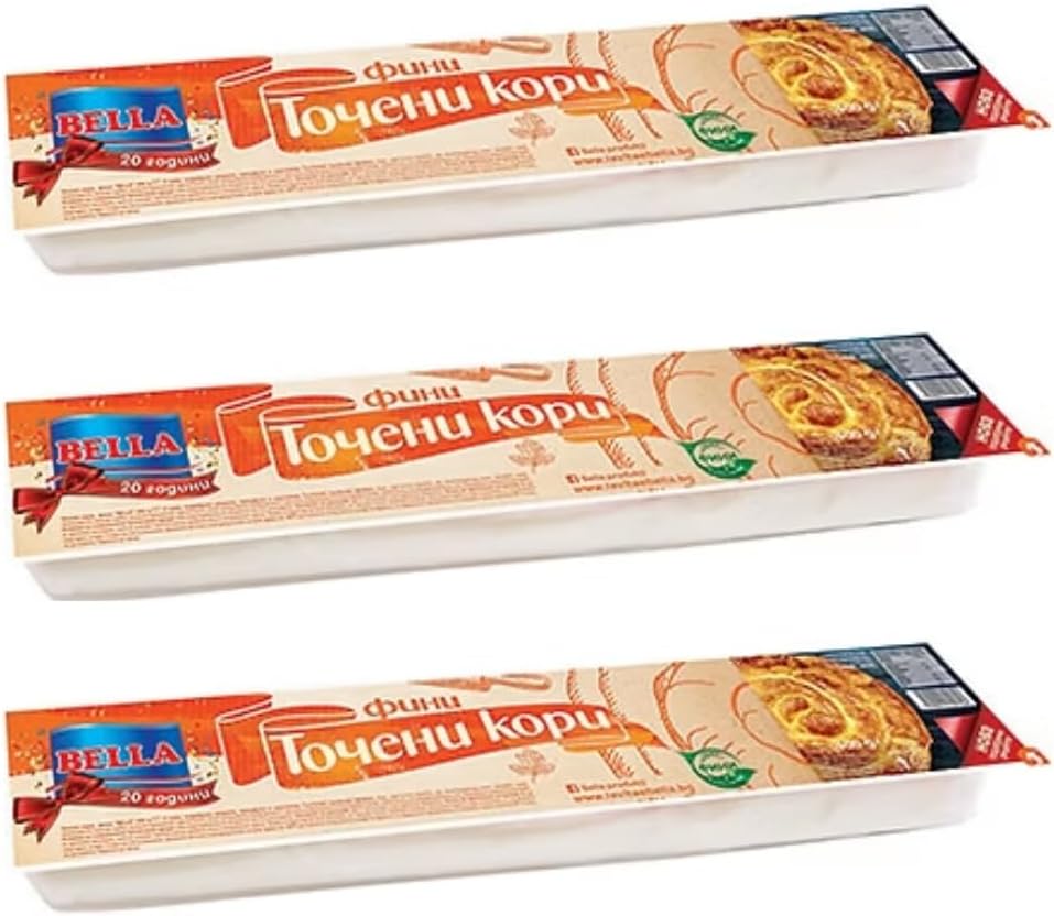 Bella Filo Pastry Sheets – 400 g – Thin Phyllo Dough for Baking, Pies & Mediterranean Recipes, 3 Packs