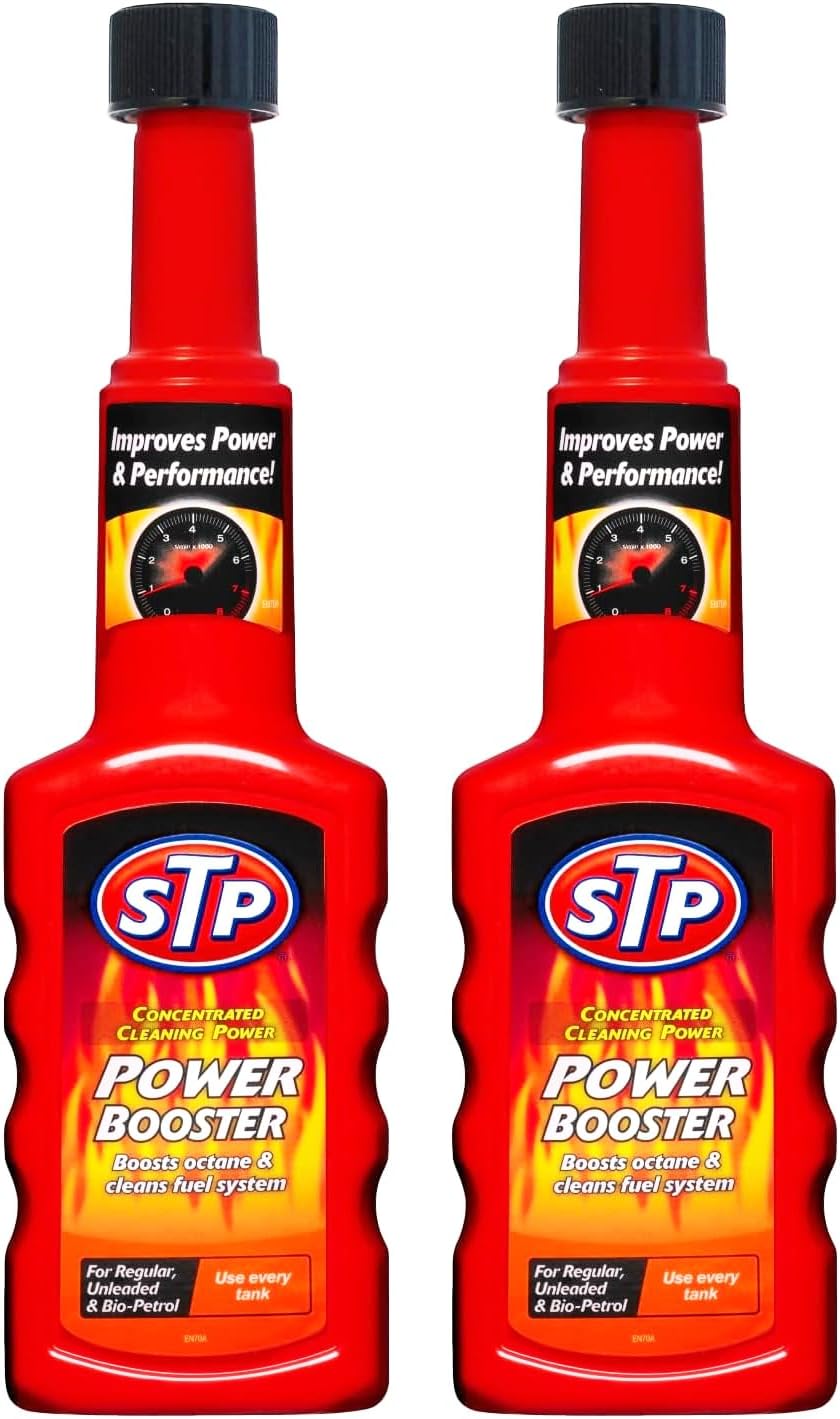 STP Power Booster Pack of 2 – Fuel Additive and Engine Cleaner – Enhances Engine Performance, Improves Fuel Efficiency, Reduces Emissions