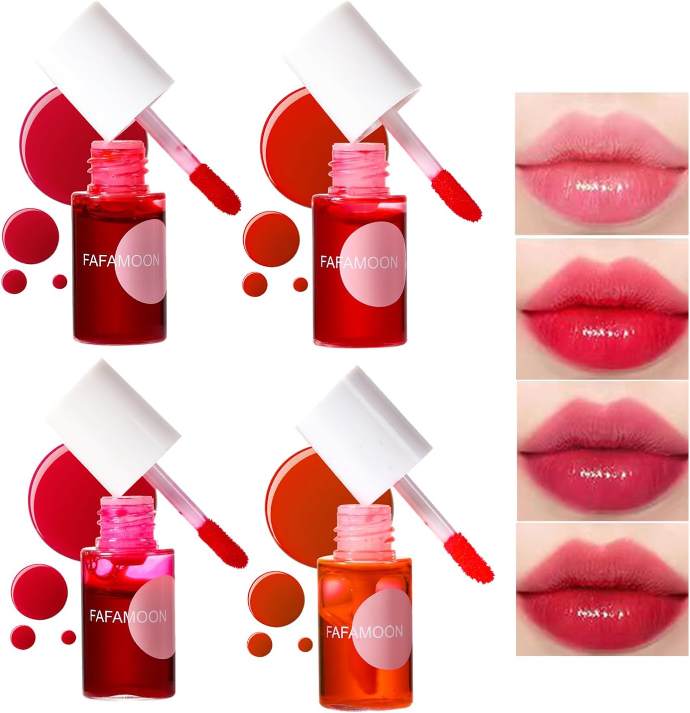 4PCS Lip Tint Stain Set, Mini Liquid Water Tint,Korean Lip Gloss Moisturizing Natural,Long Lasting Waterproof,Multi-Use Lip and Cheek Tint