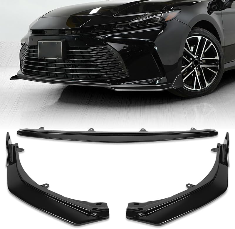 3pcs Front Bumper Lip Spoiler Body Kit Compatible with 2025-2027 Toyota Camry LE/XLE 2026 (Painted Black)