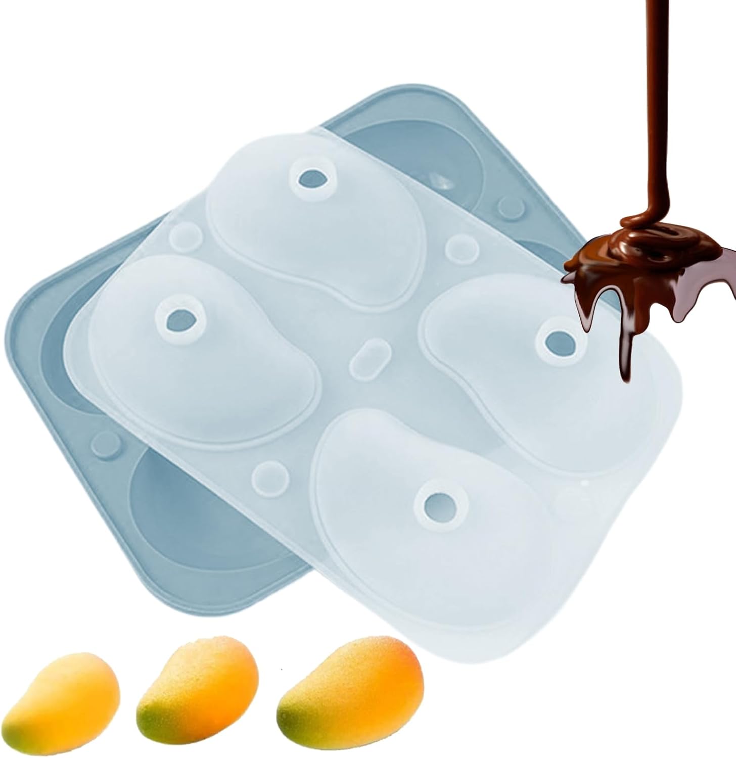 Mousse Cake Molds - Pudding Mould Mango Shape 3D,4-Cavity Easy Demoulding Cake Moulds for Jelly Pudding Chocolate Home Kitchen Cooking Class Instructors Wedding