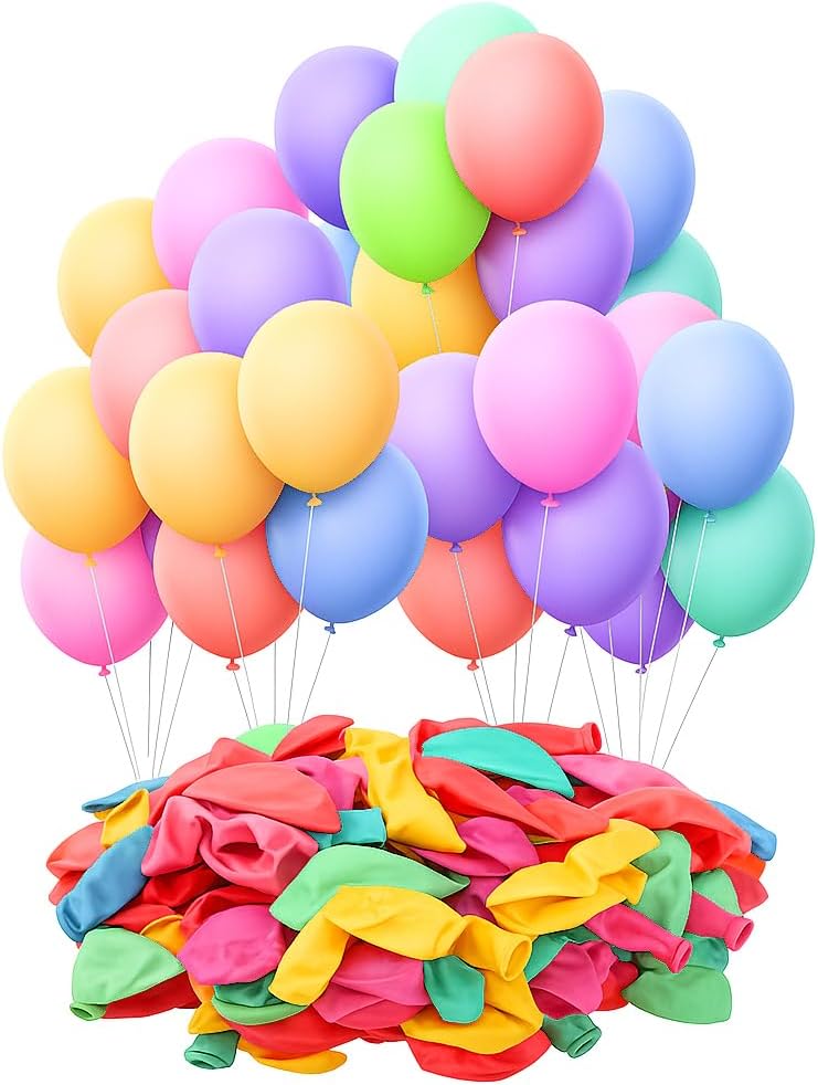 100 Mixed Color Latex Balloons for Adult Parties, Weddings & Events - Premium Air-Filled Decoration (12 Inch, Assorted)