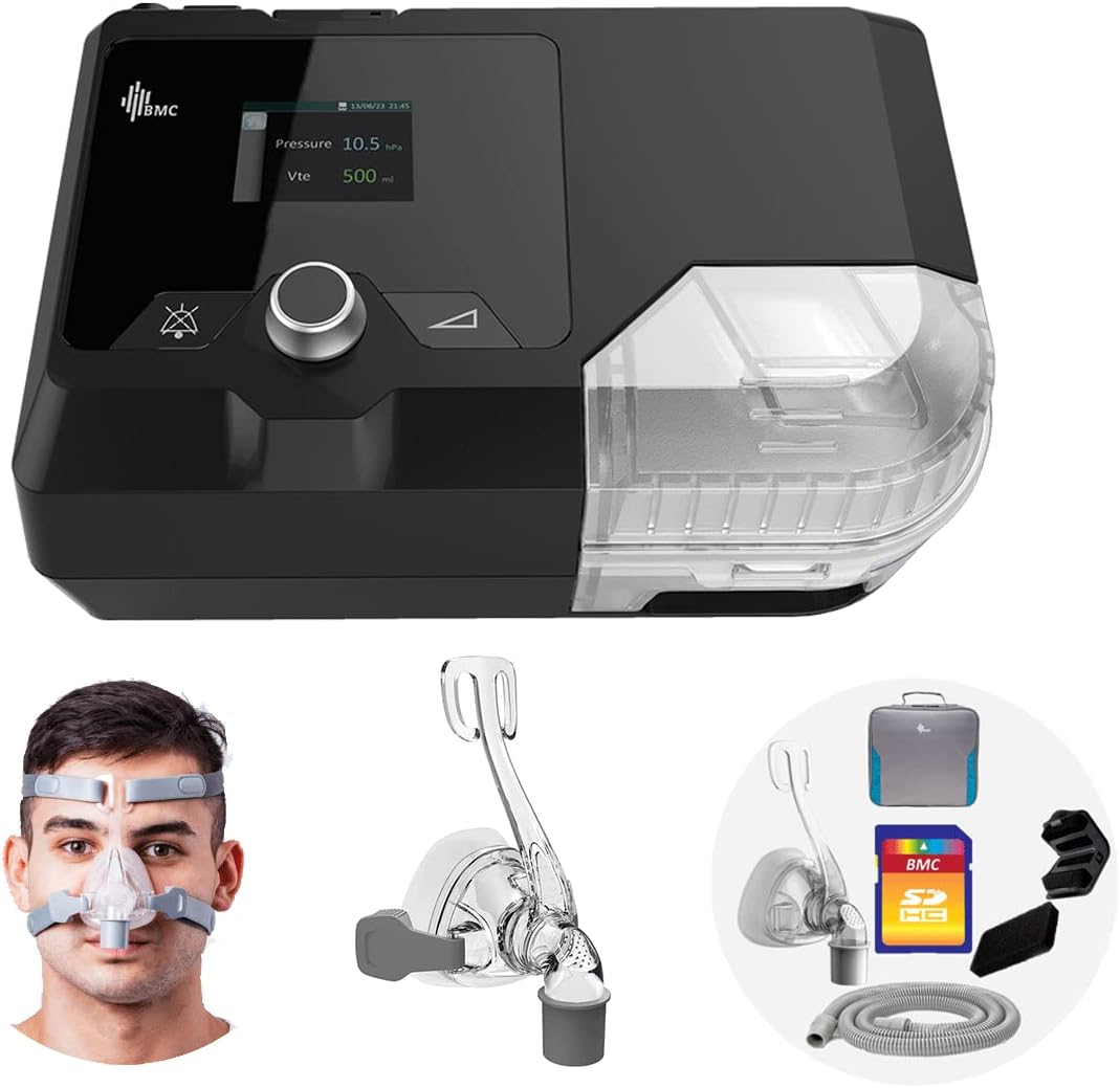 BMC G2S A20 Sleep Ventilator, Fully Automatic Sleep Breathing Machine, Anti Snore Devices, 4-20 hPa Improved Sleeping, with a Full Size Nose Mask Set, Gifts for Dad/Mom