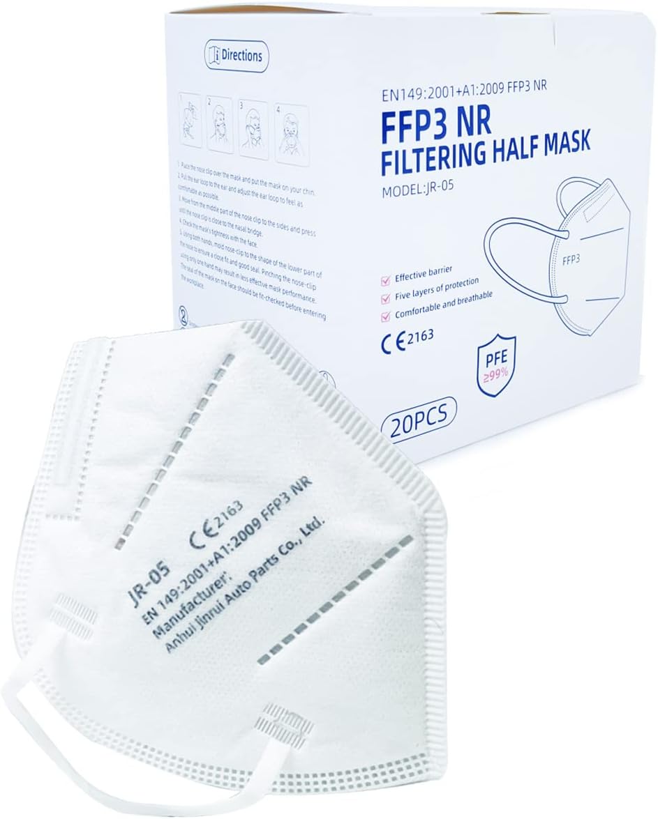 Nationwide Paper FFP3 Face Masks UK | CE 2163 Certified EN149:2001+A1:2009 | 5-Layer Protection & ≥99% Filtration | Comfortable Ear Loops, Easily Breathable & Hypoallergenic | White