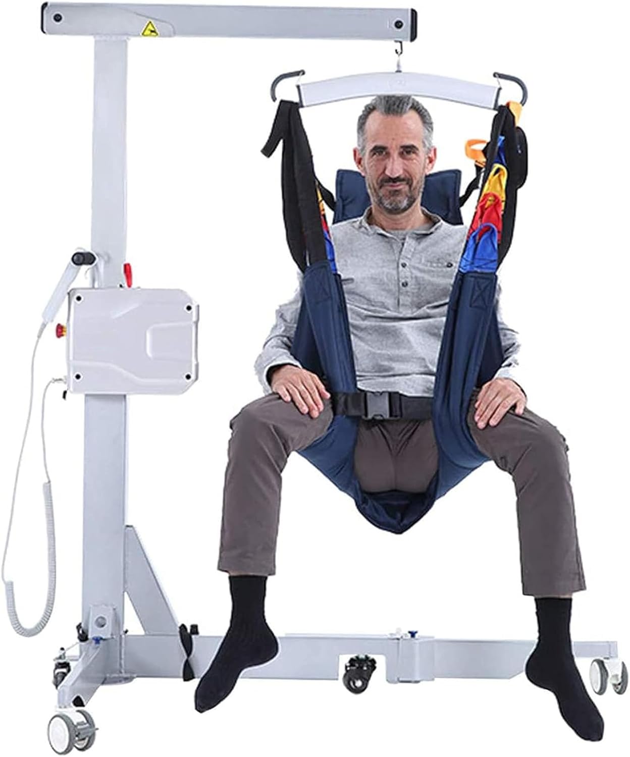 Electric Patient Lift Transfer Machine With Remote Control,Foldable Seat Lift Assist Devices For Elderly,Disabled People,360° Rotating,Front And Rear Caster Brakes