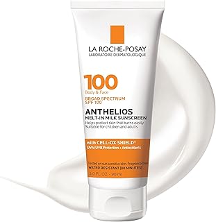 La Roche-Posay Anthelios Melt-In Milk Sunscreen SPF 100, Sunscreen For Body & Face, Broad Spectrum SPF + Antioxidants, Oil Free, For Sun Sensitive Skin, Oxybenzone Free