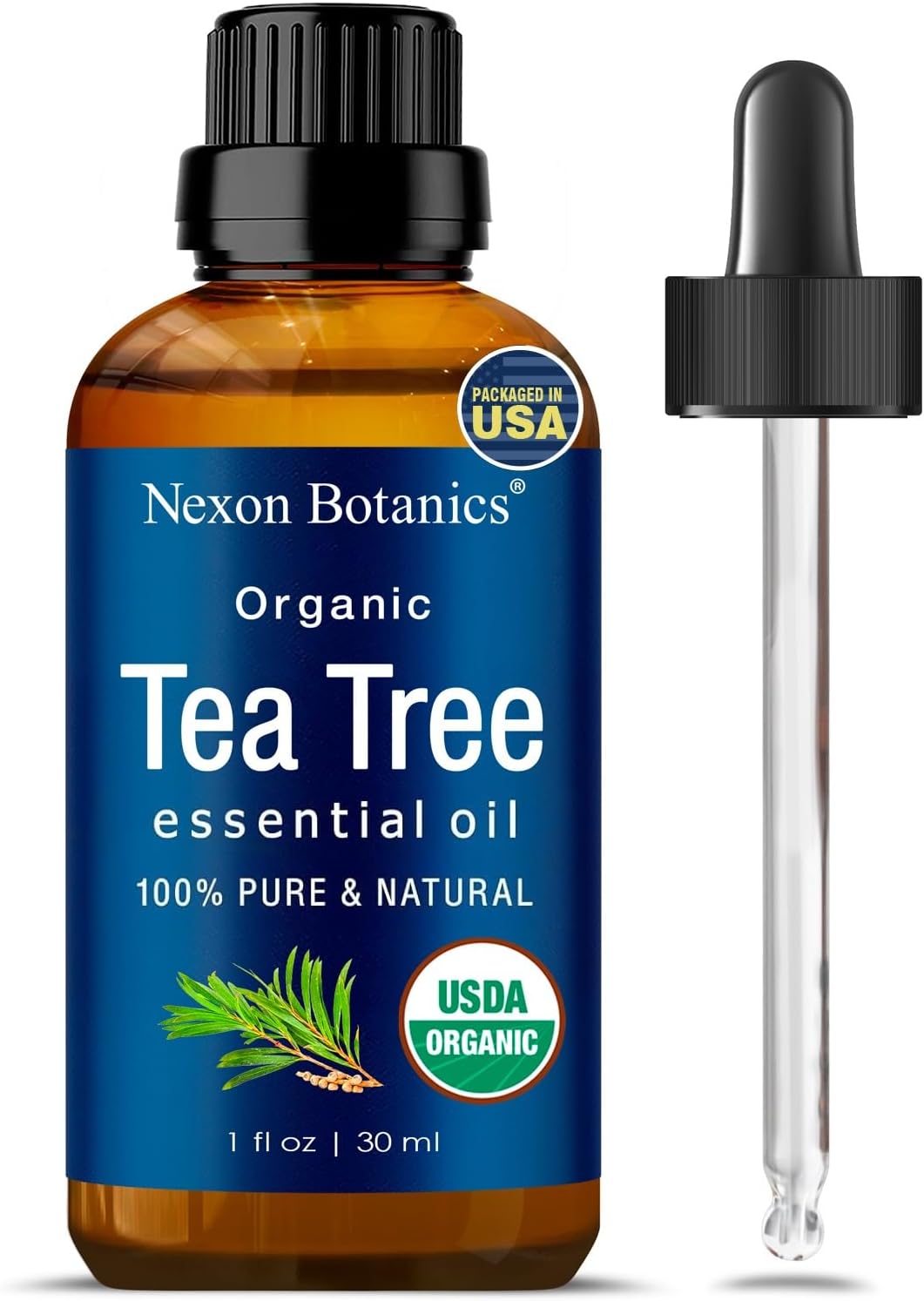 Organic Tea Tree Oil 30 ml - Pure, Natural Melaleuca Alternifolia Essential Oil for Skin, Face, Scalp, Aromatherapy & Diffusers - Nexon Botanics