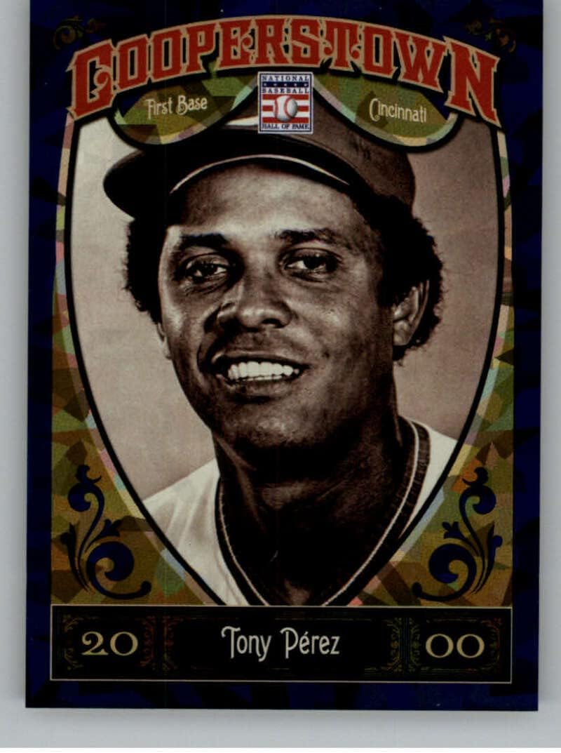 2013 Panini Cooperstown Blue Crystal Shard parallel #91 Tony Perez SER/499 Cincinnati Reds Baseball Trading Card in Raw (NM or Better) Condition