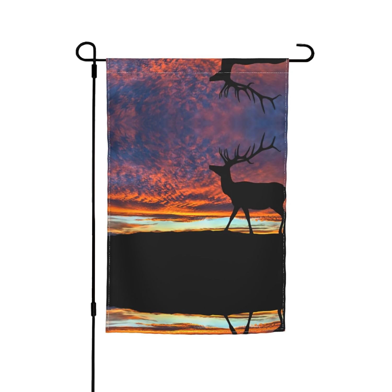 Red Deer Bull Elk Sunset Spring Summer Garden Flag 12 X 18 Inch House Flag Double-Sided Independence Day Yard Outdoor Decor