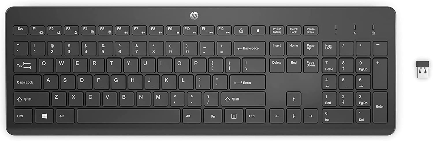 HP 230 Wireless Keyboard - Wireless Connection - Low-Profile, Quiet Design - Windows & Mac OS - Laptop, PC Compatible - Shortcut Keys & Number Pad - Long Battery Life (‎3L1E7AA#ABA),Black