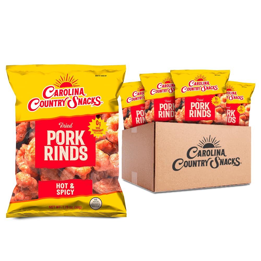 Fried Pork Rinds Hot and Spicy 6 bags (1.75oz each)