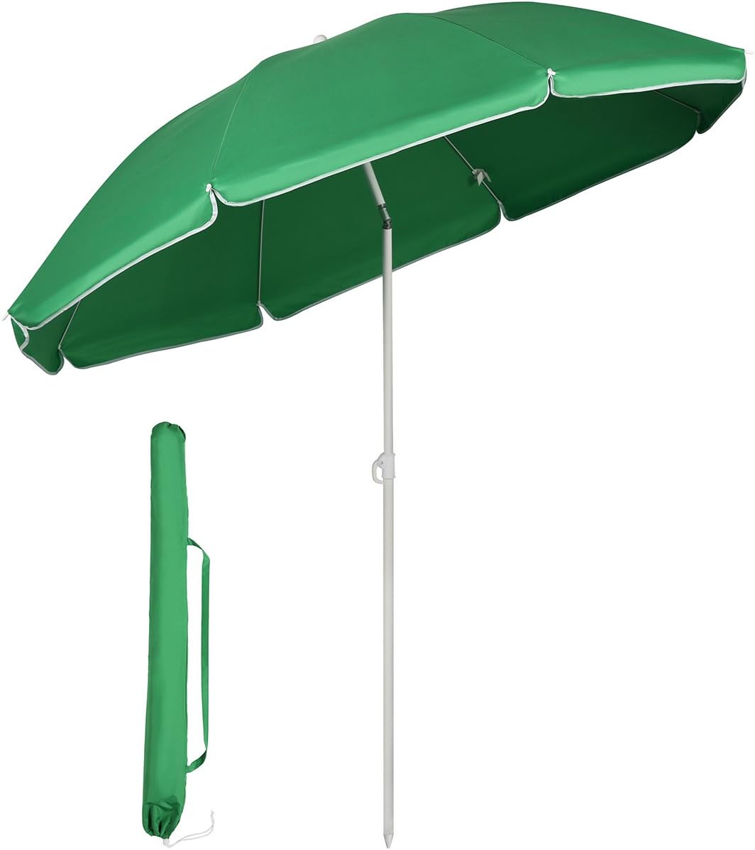 Sekey 1.6m/1.8m Garden Parasol with Umbrella Cover, Stable Beach Umbrella with Eight Ribs for Balcony, Pool, Patio. Tilt Angle and Height Adjustable