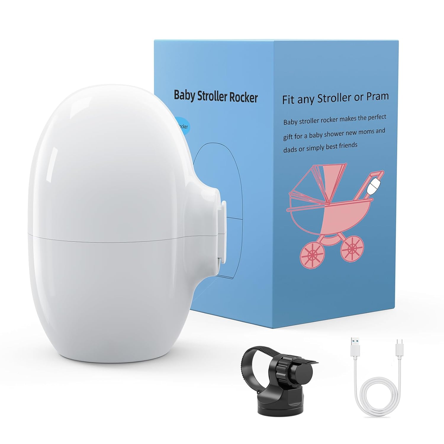 Stroller Rocker with Rechargeable, Portable Baby Sleep Soother with 5 Different Intensity Vibration Patterns, Baby Rocker Sleep Aid Fits All Pushchairs, Prams, and Strollers