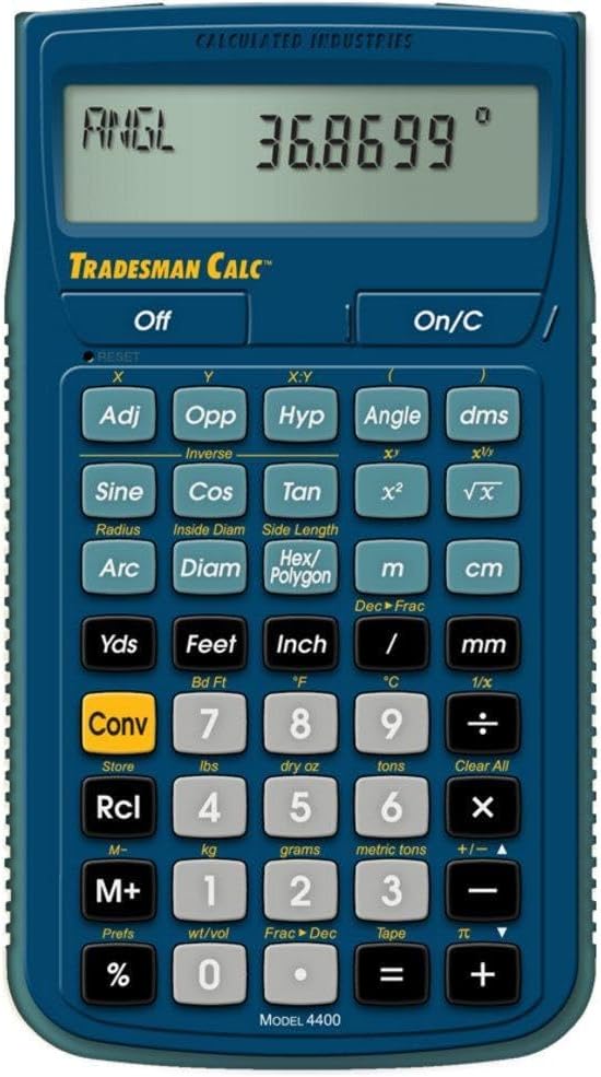 Calculated Industries 4400 TradesmanCalc Technical Trades Dimensional Trigonometry and Geometry Math and Conversion Calculator Tool for Tech Students, Welders, Metal Fabricators, Engineers, Draftsmen Small