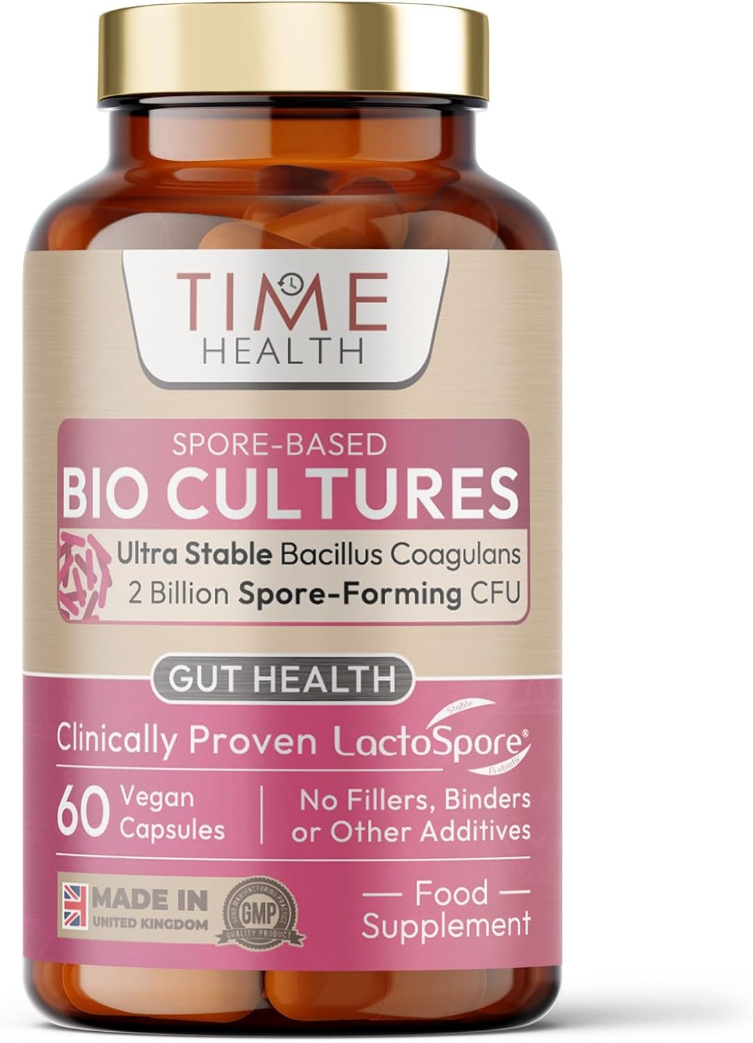 LactoSpore (Bacillus Coagulans) Spore Based Bio Cultures – 2 Billion CFU x 60 Capsules – 15BN CFU/g – Science-Backed Probiotic with Prebiotic Alfalfa for Good Gut Flora – UK Made