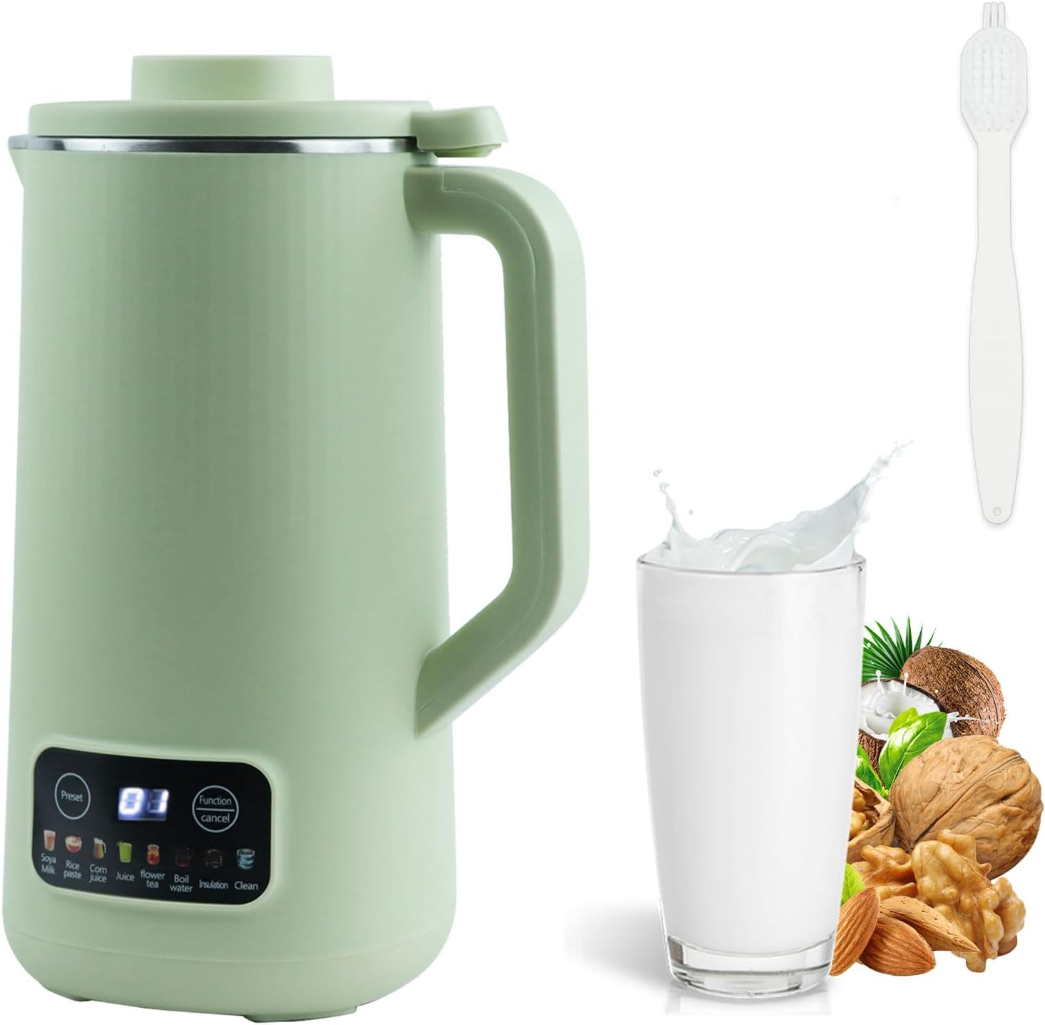 Nut Milk Maker Soy Milk,Plant Milk Maker Machine,20 Oz Nut Milk Maker Machinewith Delay Start/Keep Warm/Self-Cleaning/Free Filtering for Almond Milk Oat Milk Rice Milk Cashew Milk Nut Milk (Green)