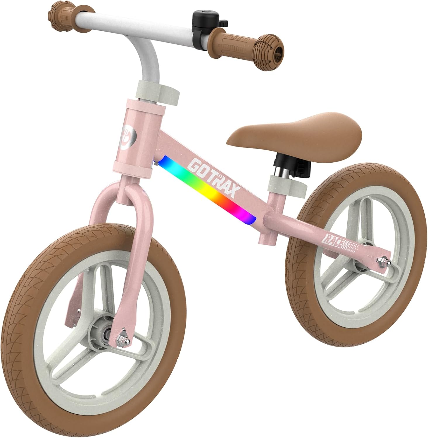 Gotrax KS12 Balance Bike for 2-5, 12" Toddlers Push Bike with LED Light, Adjustable Soft Seat & Handlebar, Flat-Free Tires & Easy Assembly Kids Bicycle, Lightweight & No Pedal, Gift for Boys Girls